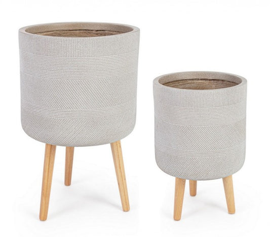 Set2 Vase Rigo Auf Dreibein Beige