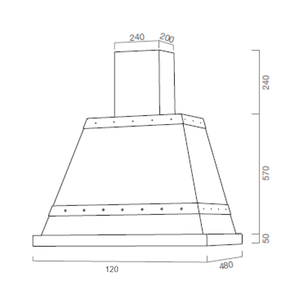 BROOKLYN Dunstabzugshaube aus brüniertem Edelstahl 120 cm