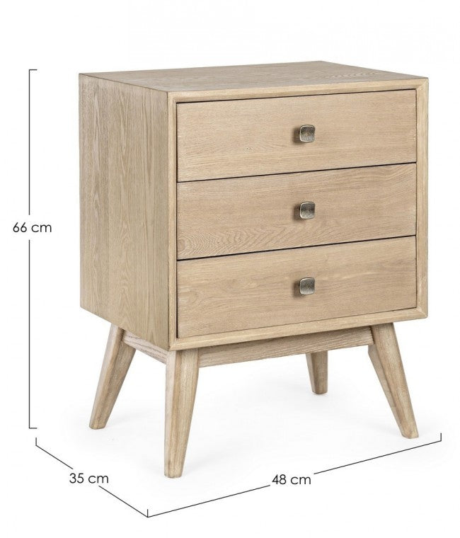 Alannis Nachttisch mit 3 Schubladen aus Melaminholz, 48 x 35 x 66 h cm