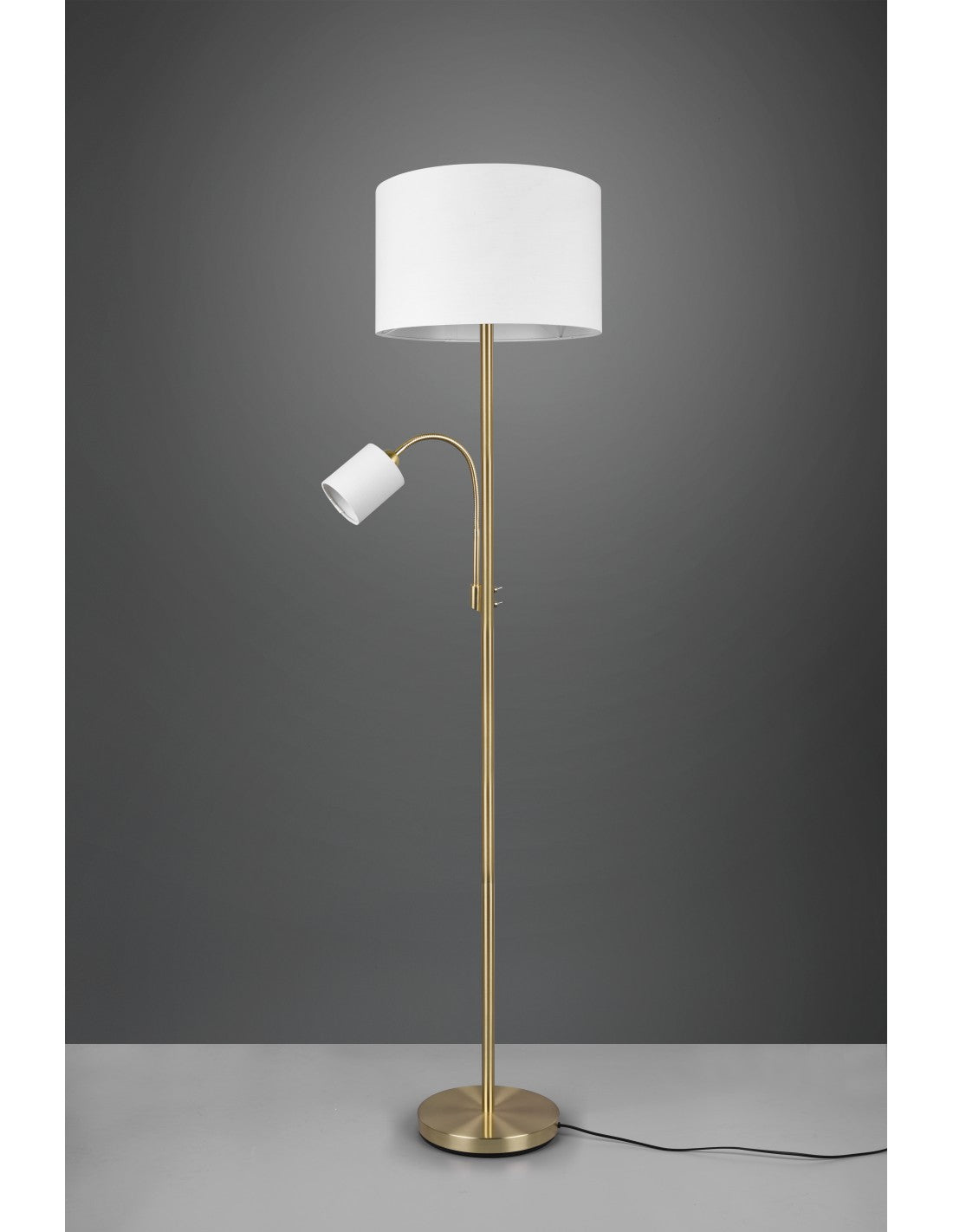 Piantana Hotel Ottone Paralume Tessuto Crema Spot Lighting Reading