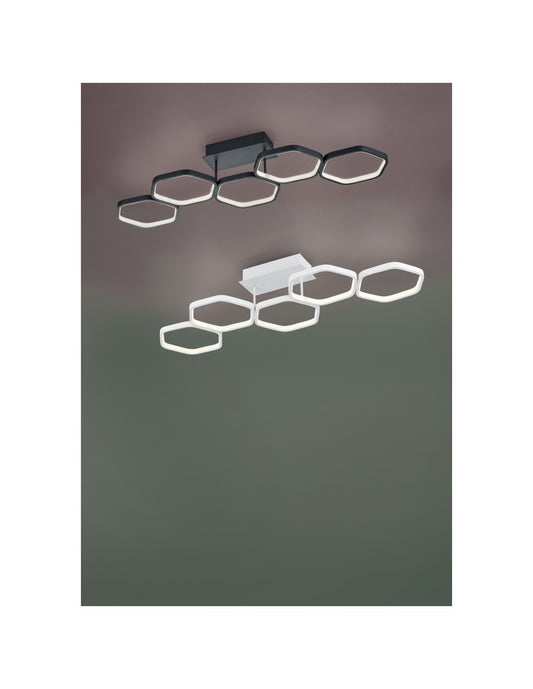 Plafonerin Led Deinbarer Vigo 5 Esagoni L90 cm Bianco Trio Lighting