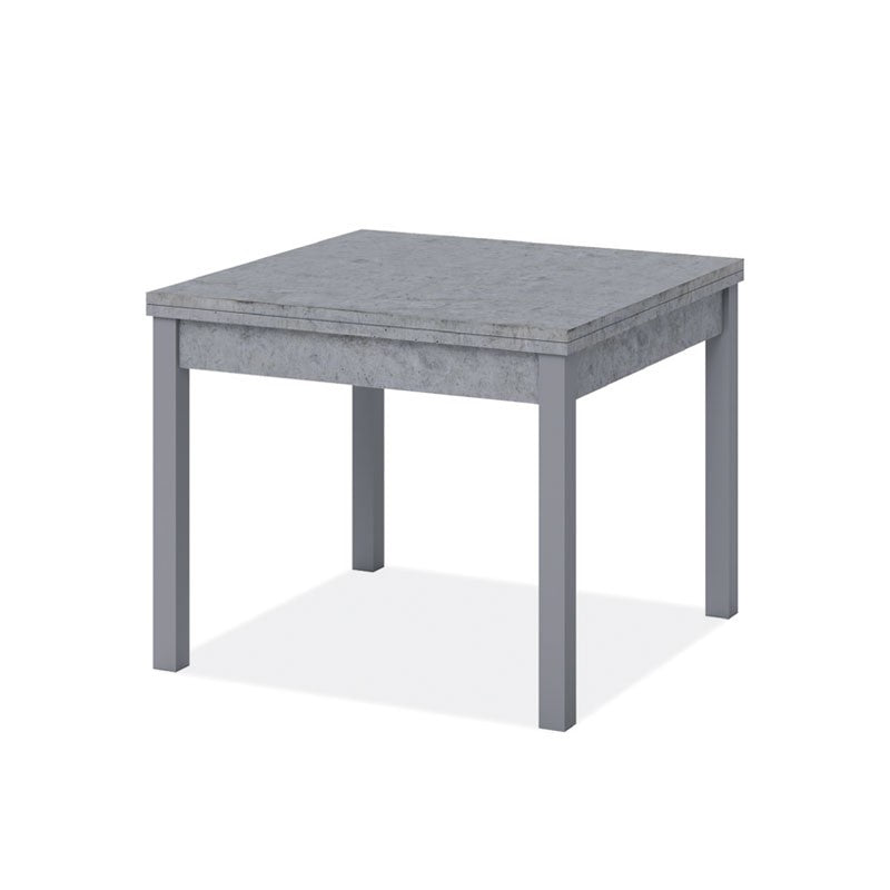 Betongrauer Esstisch mit Buchöffnung aus melaminharzbeschichtetem Holz 90x90-180 cm