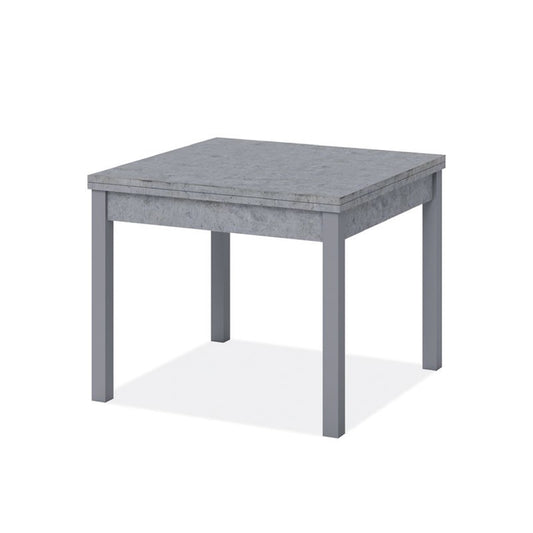 Betongrauer Esstisch mit Buchöffnung aus melaminharzbeschichtetem Holz 90x90-180 cm