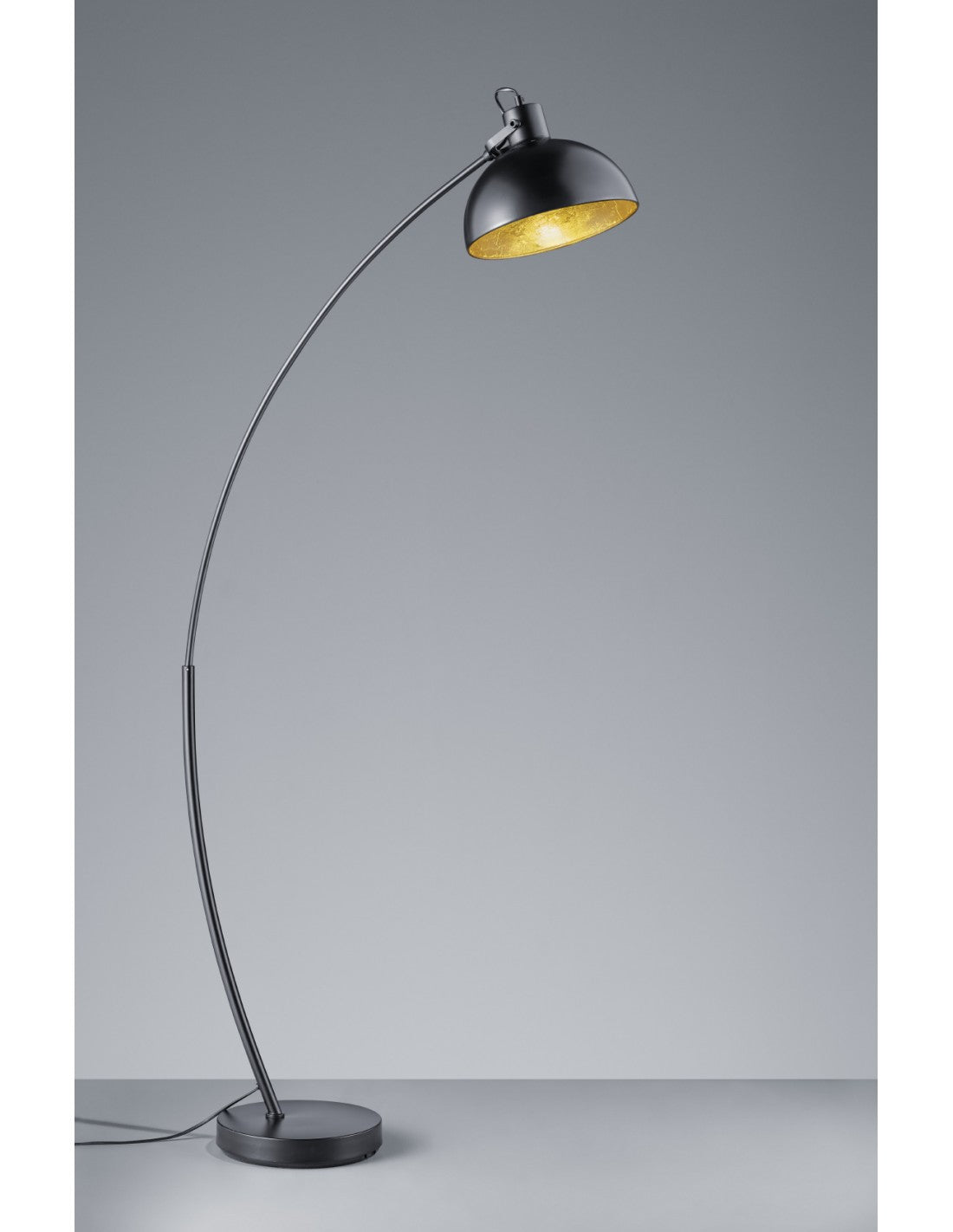 Recife Bogen-Stehlampe, 1 x E27-Lampenschirm, Metall, innen schwarz, Gold, Trio-Beleuchtung