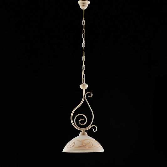 Elfenbeinfarbener Decape-Kronleuchter aus Eisen mit Gold-Finish, einflammig, 30 x H51 cm