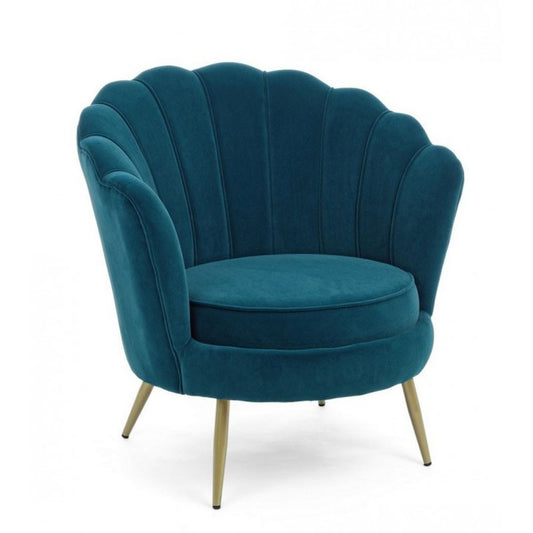 Vintage-Retro-Sessel aus pfauenblauem Samt, 80 x 76 x 84 h cm