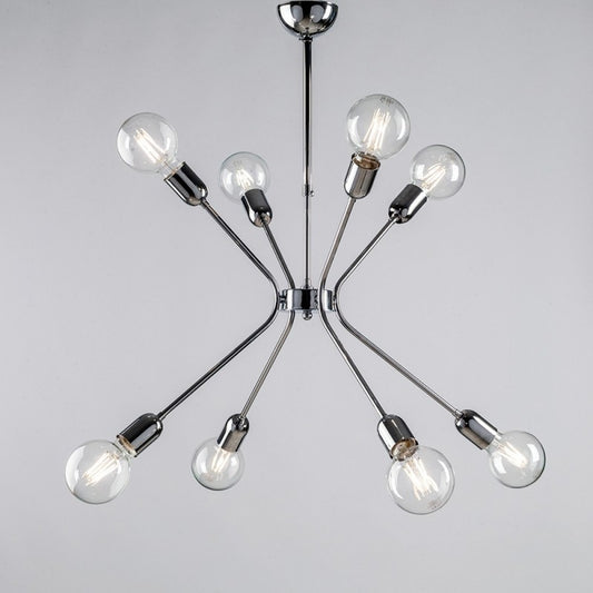 Moderner Eisenkronleuchter Chrom poliert acht Leuchten 65x h67 cm urban
