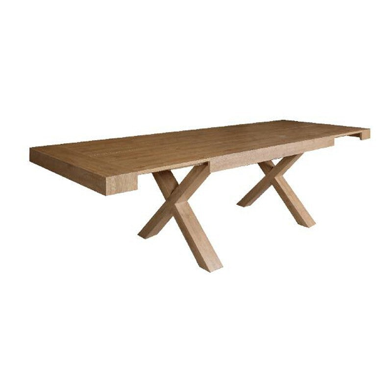 Tisch mit klappbarer Ulmenplatte, 2 Seitenverlängerungen 180-280x100xh.75 cm