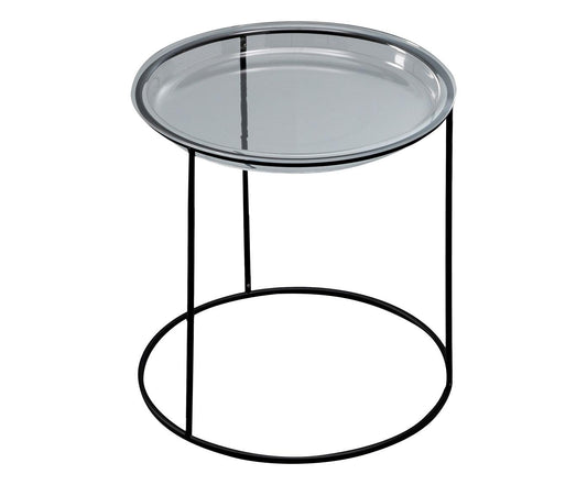 Couchtisch mit Platte aus gehärtetem Glas und schwarzem Untergestell 40x40 cm