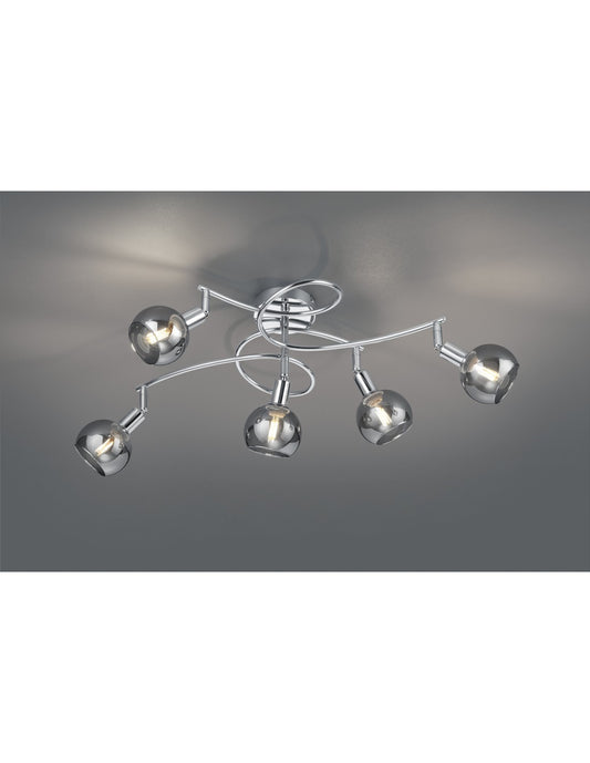 Brest Chrom Windrad Deckenleuchte 5 Rauchglas Trio Beleuchtung