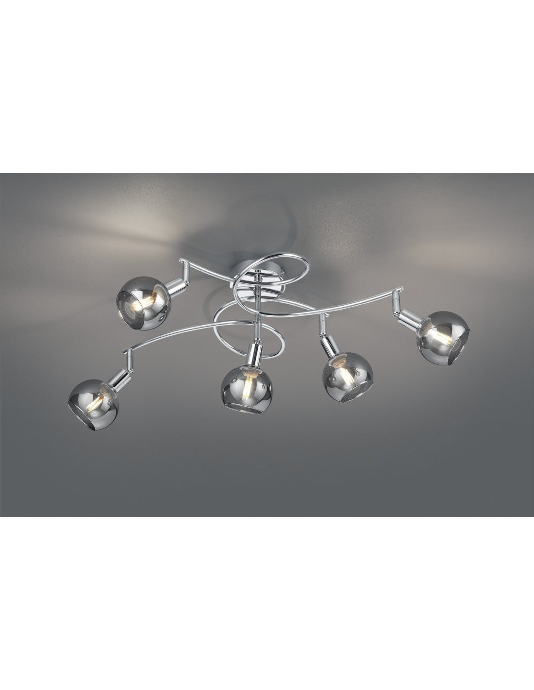 Brest Chrom Windrad Deckenleuchte 5 Rauchglas Trio Beleuchtung