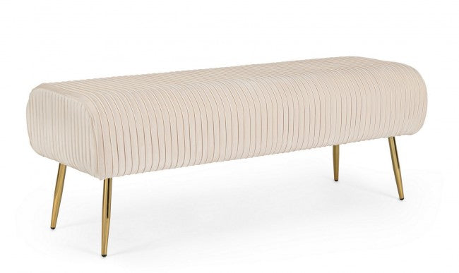 Selena Crema 2-Sitzer-Bank aus Samt, 129 x 45,5 x 48 cm