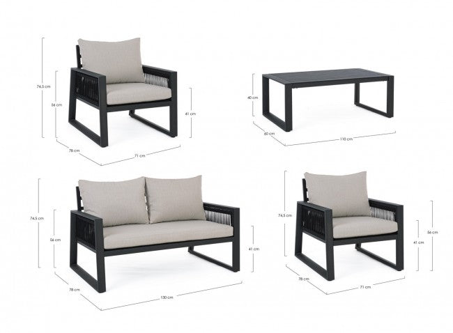 Captiva Anthrazit Garten-Lounge-Set