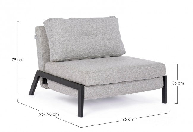 Platzsparendes Einsitzer-Schlafsofa aus beigem HAYDEN-Stoff, 95 x 96 x 79 cm