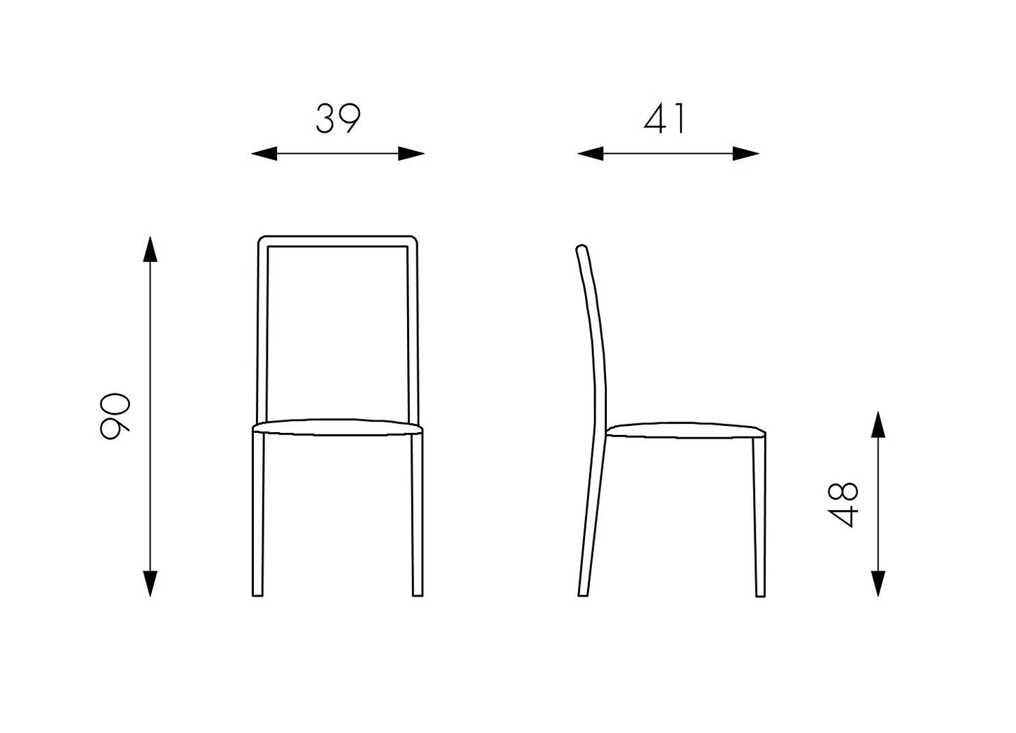 4x Stuhl aus schokoladenfarbenem Kunstleder 41x39x90h cm