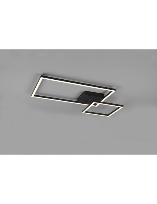 Verstellbare quadratische Deckenleuchte, LED-Dimmer, Pan, Schwarz, Trio-Beleuchtung
