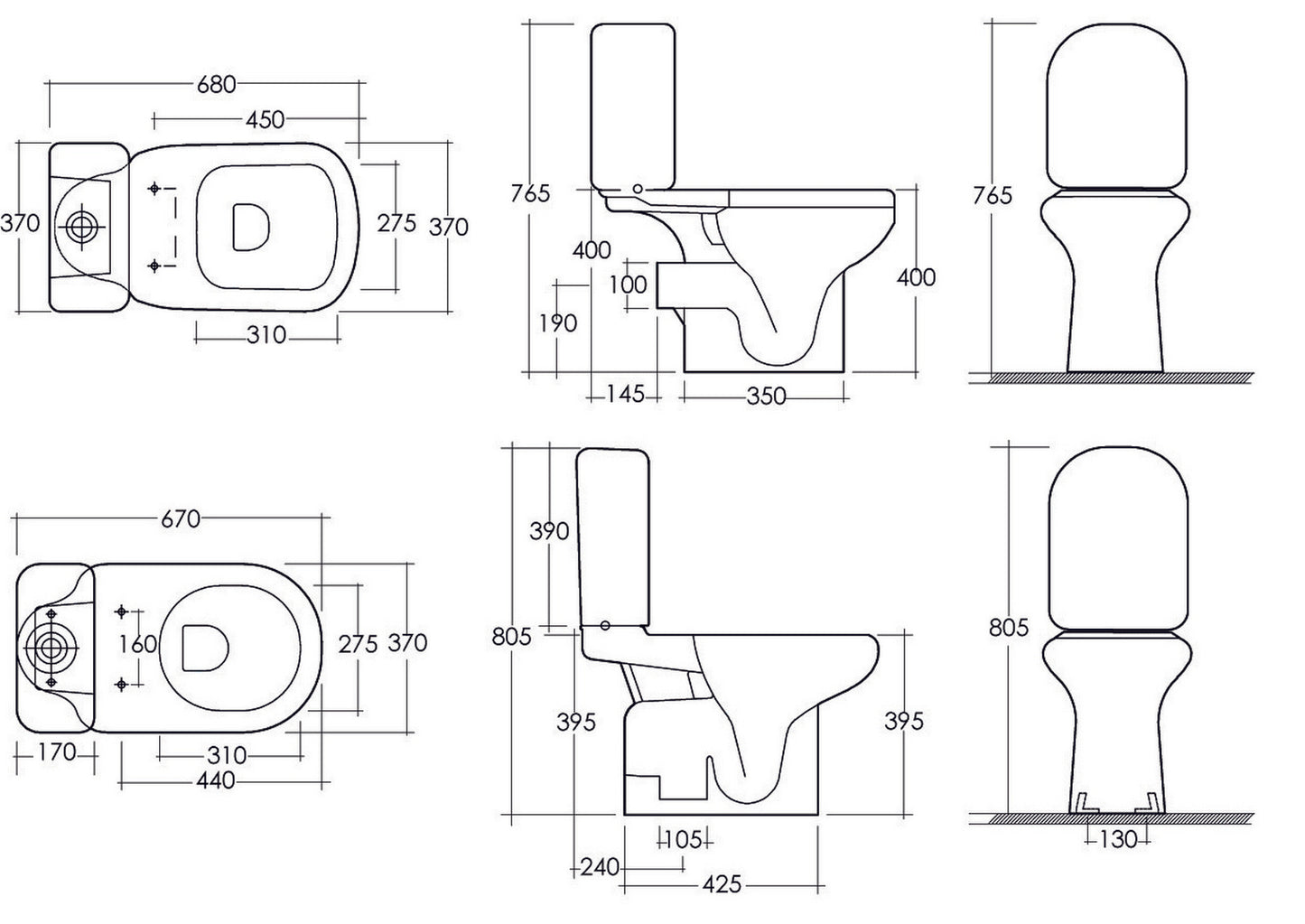 Orient/Ninfea Monoblock-WC mit Bodenablauf