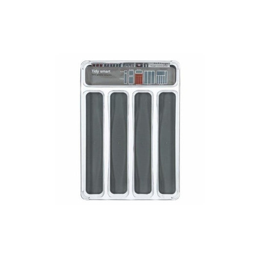 Besteck-Organizer aus Gummi mit fünf Fächern, dunkelgrau, TIDYSMART, 32,5 x 23,2 H4,5 cm