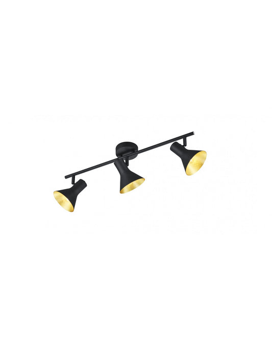 Deckenleuchte 3 Strahler E14 Nina Schwarz und Gold Trio Lighting
