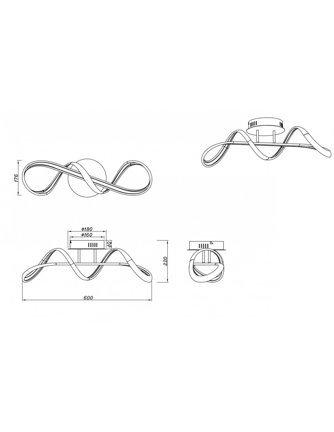 Plafoniera Perugia Design Fioco Cromo Led Dimmer 4000k Trio Lighting