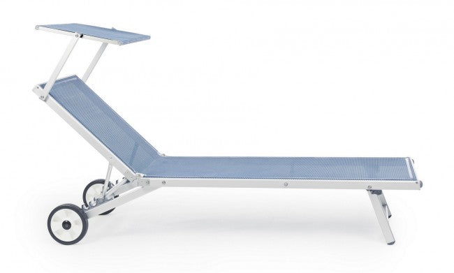 Aluminium-Kinderbett mit blauen Rädern Cross 65 x 196 x 62 cm