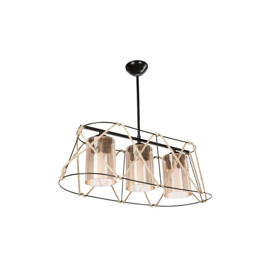 Gezegen ASZ0986 Pendelleuchte 3 Lichter, schwarzes Metall und Seil