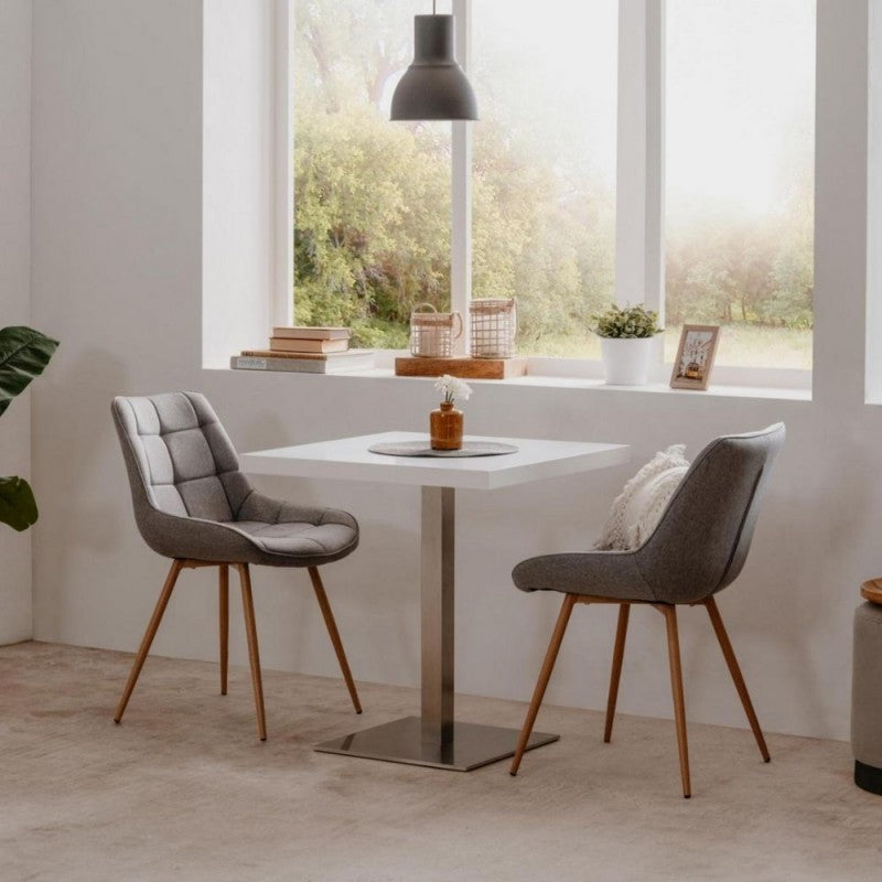 Quadrato Hochtisch 75 cm, weiße Platte und Chromgestell 70x70xH.75 cm