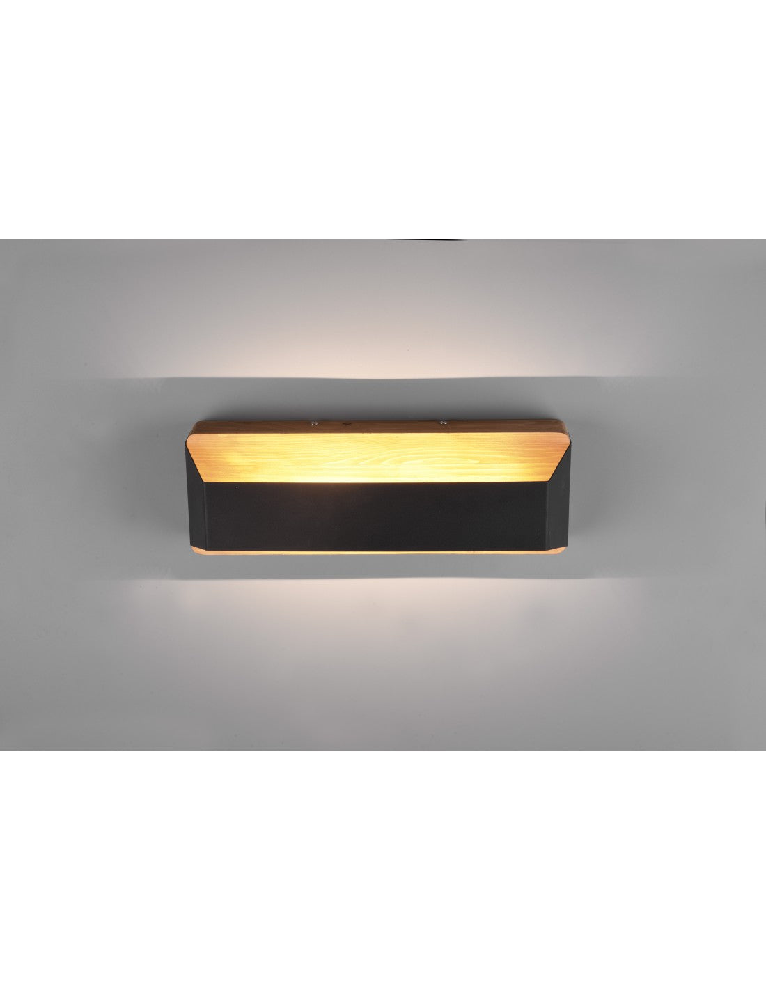 Rechteckige Wandleuchte Double Emission LED Arino Black Wood Trio Lighting