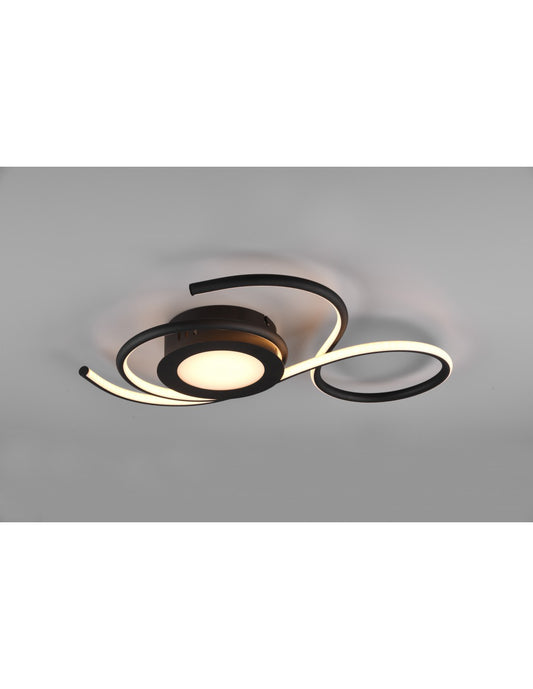Applizierte schwarze Deckenleuchte, modernes Design, LED-Dimmer, Jive Trio Lighting