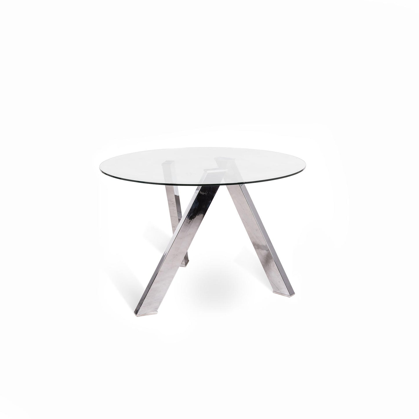 Fester Tisch aus transparentem Hartglas 120x75h cm