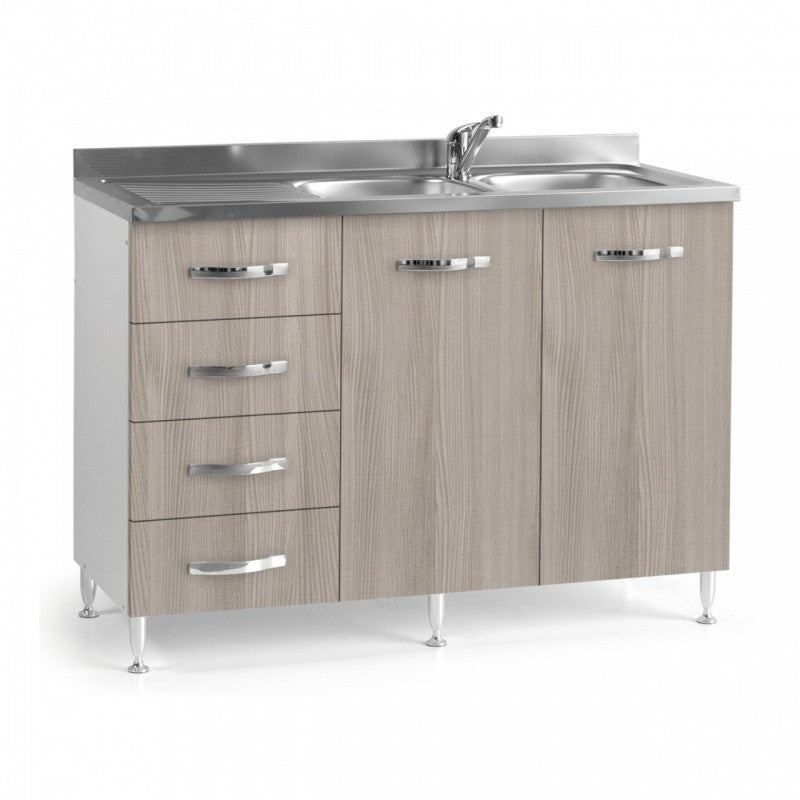 Elm Küchenspüle 2-Türen mit Schubladen SX Cm 120x50xH 85