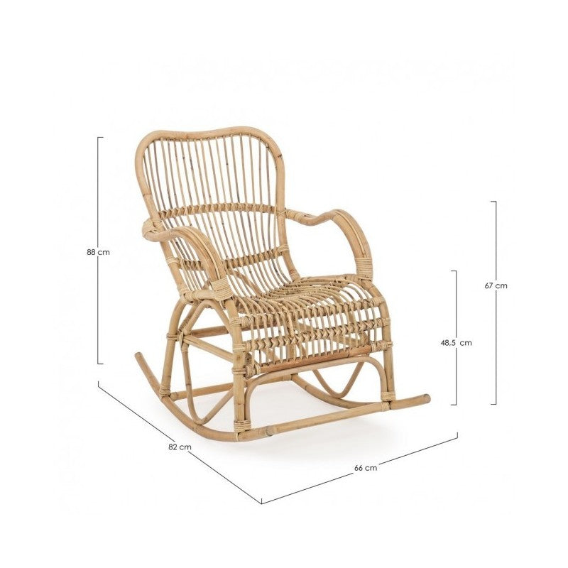 CASIMIRA Schaukelsessel aus natürlichem Rattan, 66 x 82 x 88 cm