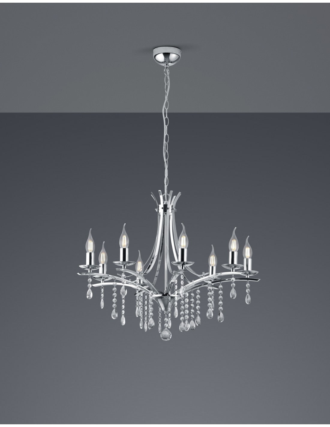 Lampadarium 8 Luci Design Contemporary Lucewal Chrom Trio Lighting