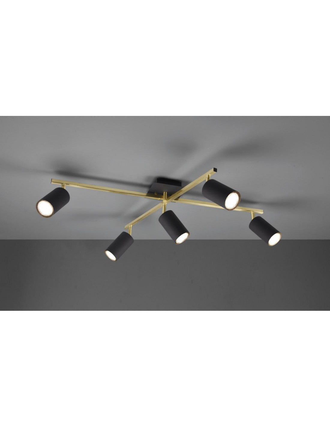 Marley Spotlight Gold Rods 5 verstellbare schwarze zylindrische Spots Trio-Beleuchtung