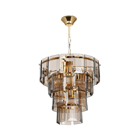 Deckenleuchte mit 4 Lichtern Falez MDL3829 aus Rauch- und Goldglas