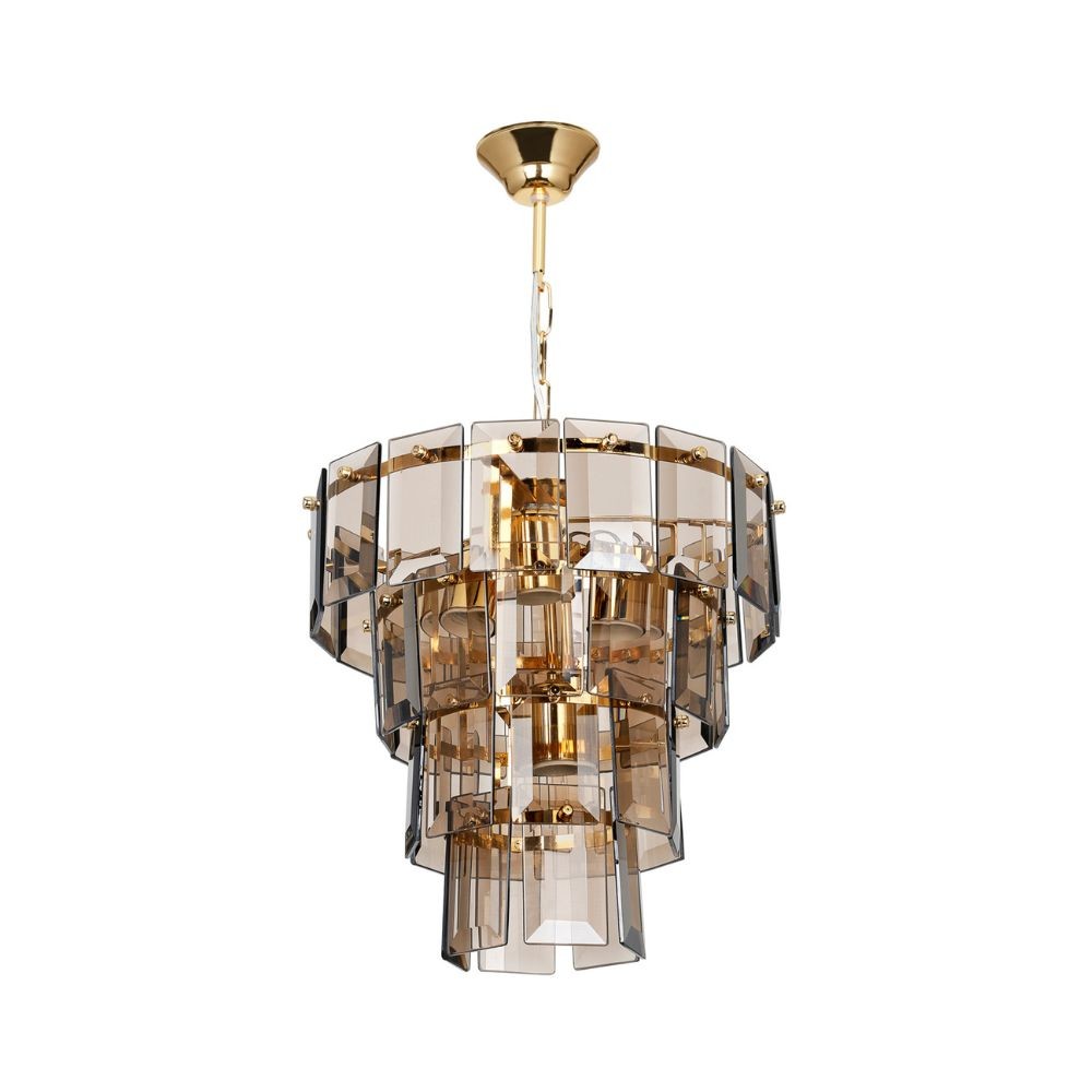 Deckenleuchte mit 4 Lichtern Falez MDL3829 aus Rauch- und Goldglas