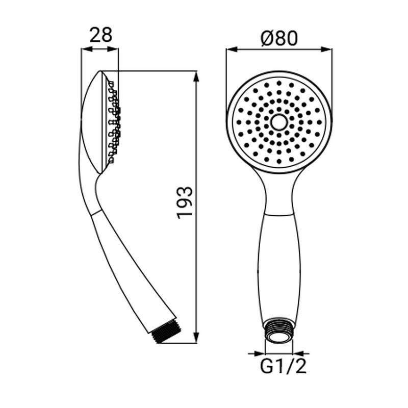 Keros Chrom-Handbrause mit Einzelstrahl-Antikalk-Technologie.
