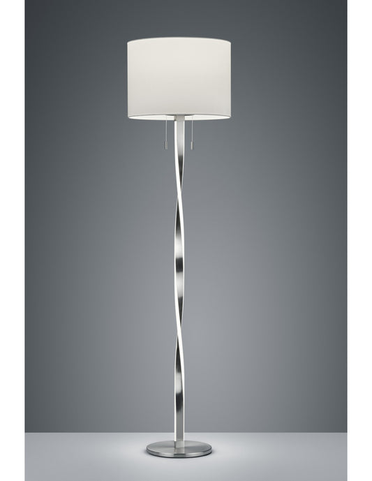 Nandor Nickel Moderne Stehlampe mit Led Trio Lighting Lampenschirm und Rahmen