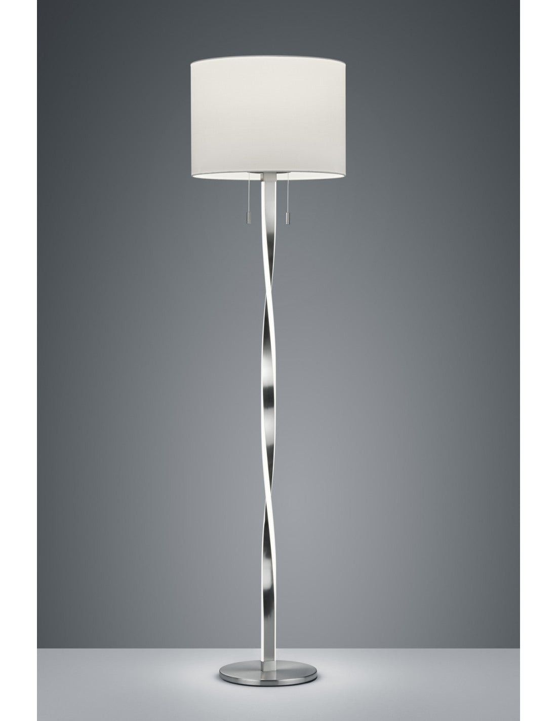 Nandor Nickel Moderne Stehlampe mit Led Trio Lighting Lampenschirm und Rahmen