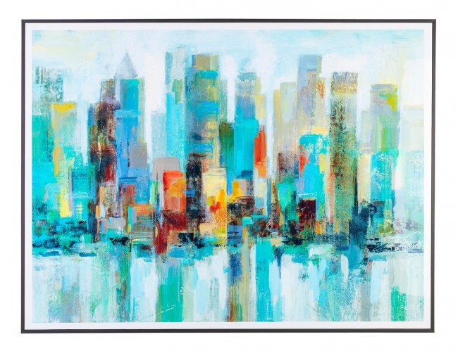 Skyline-Stadtgemälde mit Rahmen 120x90 cm