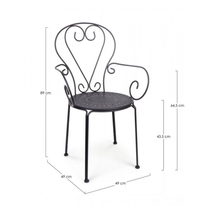 Sedia Da Giardino Con Braccioli In Acciall Etienne 49X49X H89 Cm