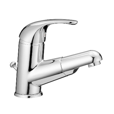 Einhebel-Spültischmischer mit ausziehbarer Chrom-Handbrause