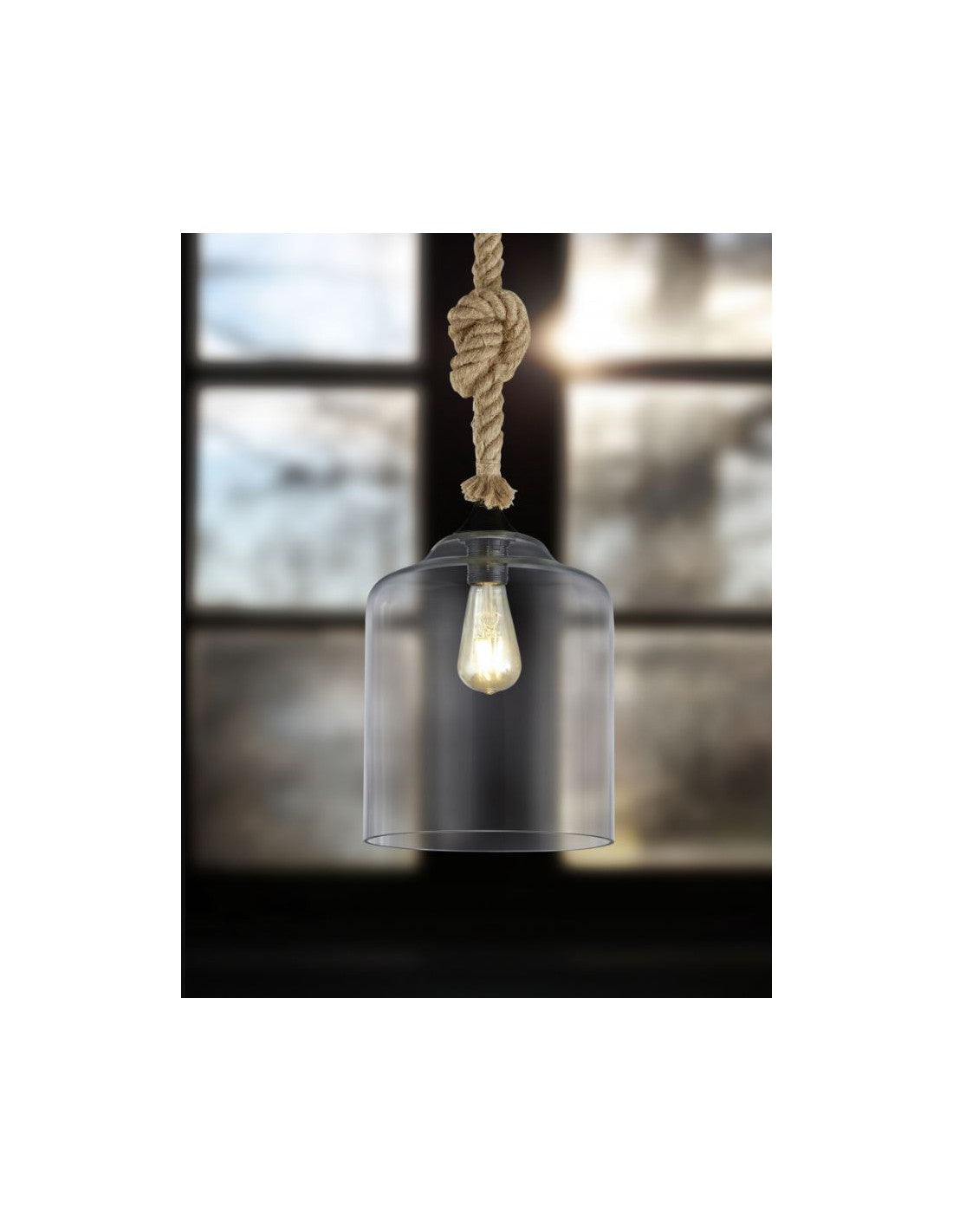 Vintage Hängeseil Judith Lampenschirm Transparentes Glas Trio Beleuchtung