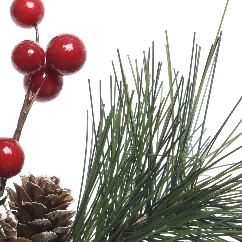 Zweig mit roten Beeren und Tannenzapfen L 15 x H 30 cm