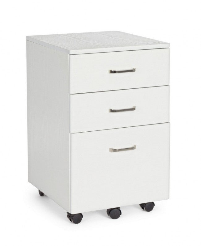 Büro-Schubladenelement aus MDF mit drei Schubladen in Esche weiß NADIR 40x44x h65 cm