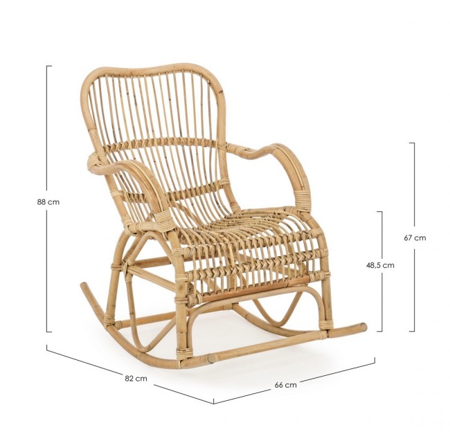 CASIMIRA Schaukelsessel aus natürlichem Rattan, 66 x 82 x 88 cm
