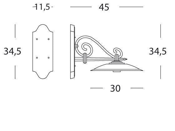 Mittelgroße Wandleuchte in Antik-Graphit-Linie