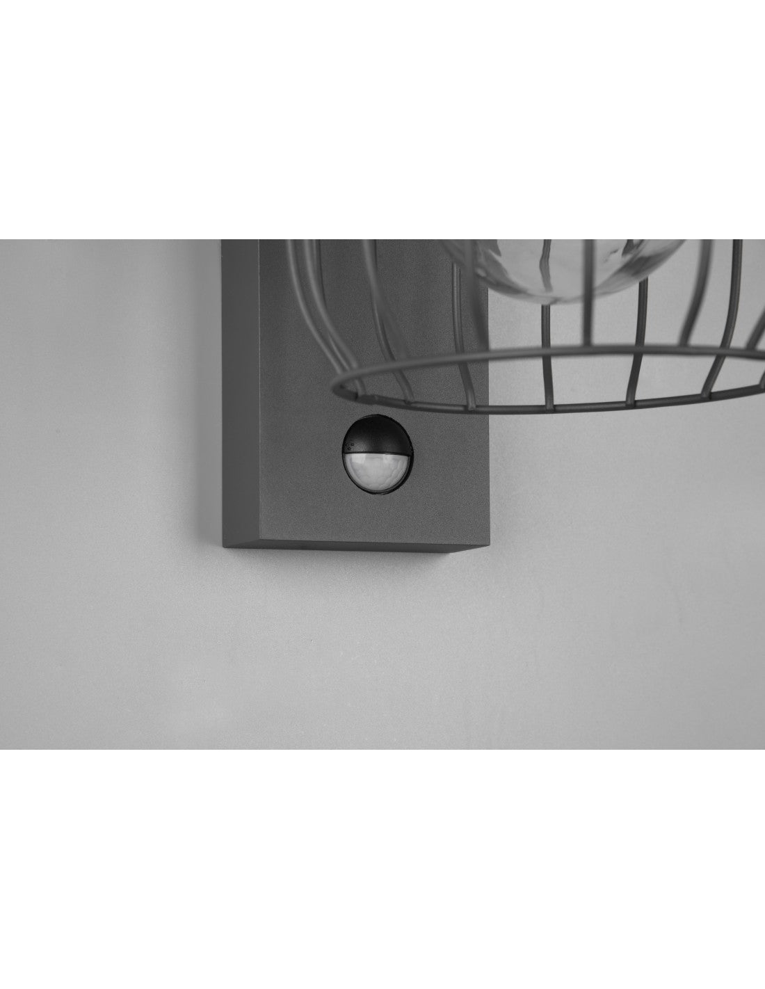 Tuela Wandlaterne aus anthrazitfarbenem Metallgeflecht mit IP44-Sensor-Trio-Beleuchtung
