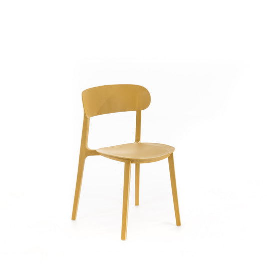 2x senffarbener Polypropylenstuhl 48x52x77,5h cm