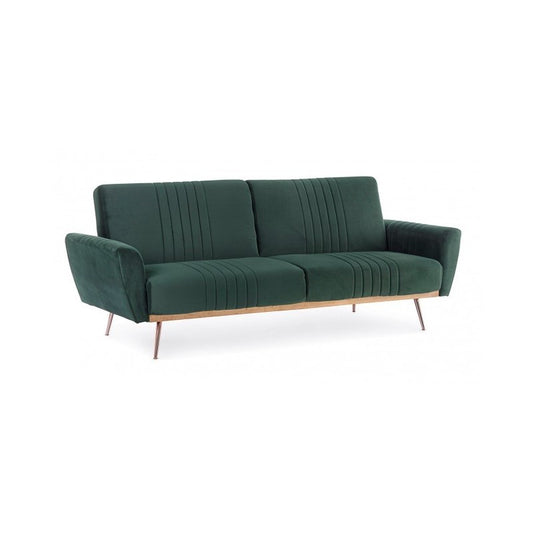Dreisitzer Samt Schlafsofa Dunkelgrün JOHNNY 210x83x h85 cm